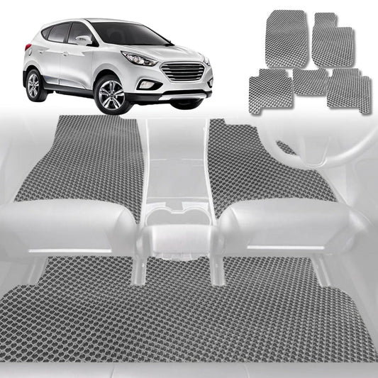 6D Diamond Car Floor Mats for Hyundai Tucson 2015-2020-Full Set-Grey-Outback GT