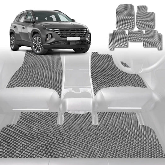 6D Diamond Car Floor Mats for Hyundai Tucson 2021-Current-Full Set-Grey-Outback GT