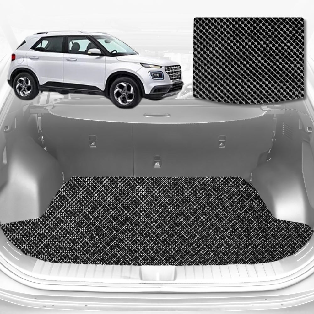 6D Diamond Car Boot Mat for Hyundai Venue 2019-Current-Cargo Mat-Black-Outback GT