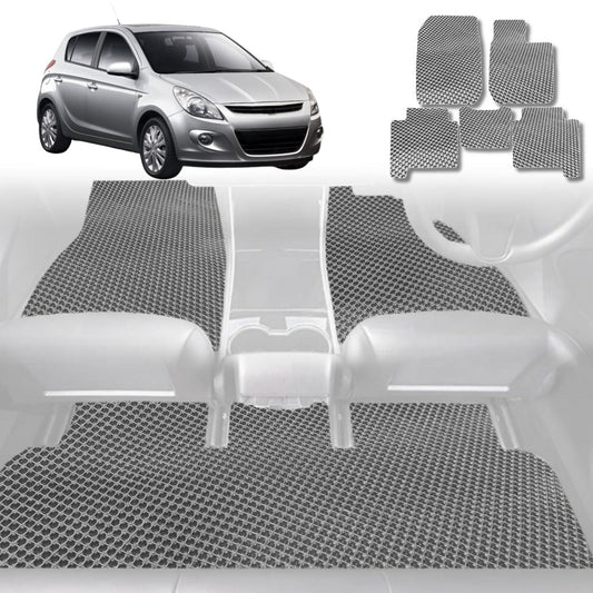 6D Diamond Car Floor Mats for Hyundai i20 2008-2015-Full Set-Grey-Outback GT