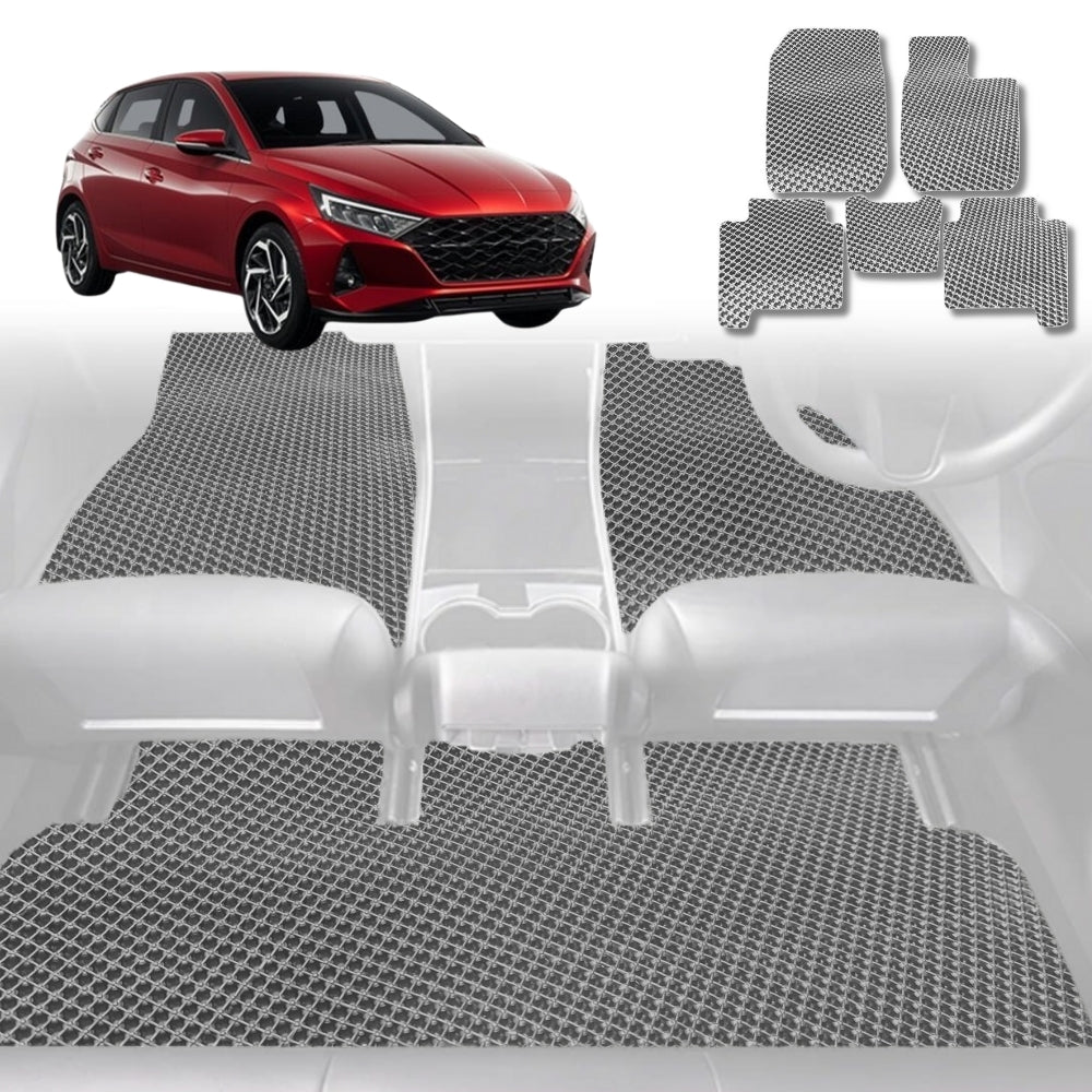 6D Diamond Car Floor Mats for Hyundai i20 N (BC3/BI3)2020-Current-Full Set-Grey-Outback GT