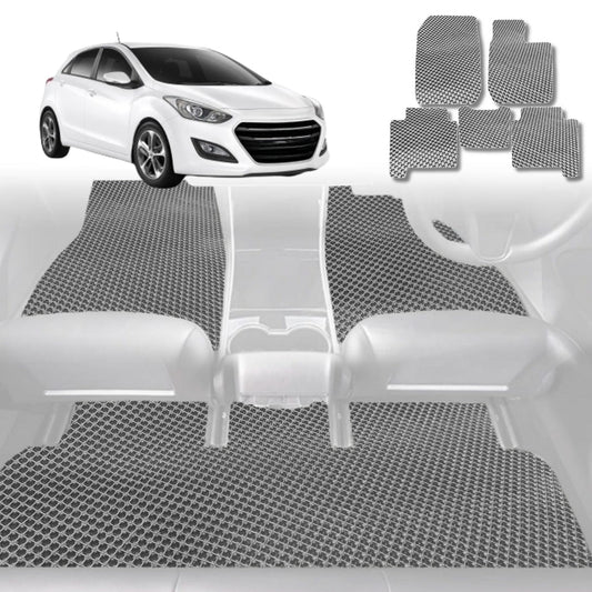 6D Diamond Car Floor Mats for Hyundai i30 2012-2016-Full Set-Grey-Outback GT