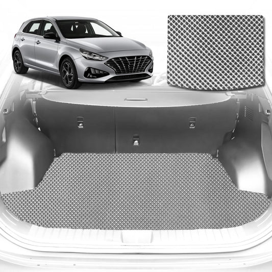 6D Diamond Car Boot Mat for Hyundai i30 (PD Hatch/Fastback)2017-2021-Cargo Mat-Grey-Outback GT