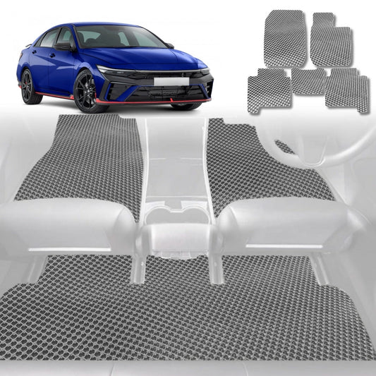 6D Diamond Car Floor Mats for Hyundai i30 N 2021-Current Sedan-Full Set-Grey-Outback GT