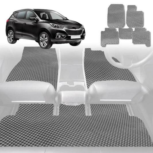 6D Diamond Car Floor Mats for Hyundai iX35 2010-2015-Full Set-Grey-Outback GT