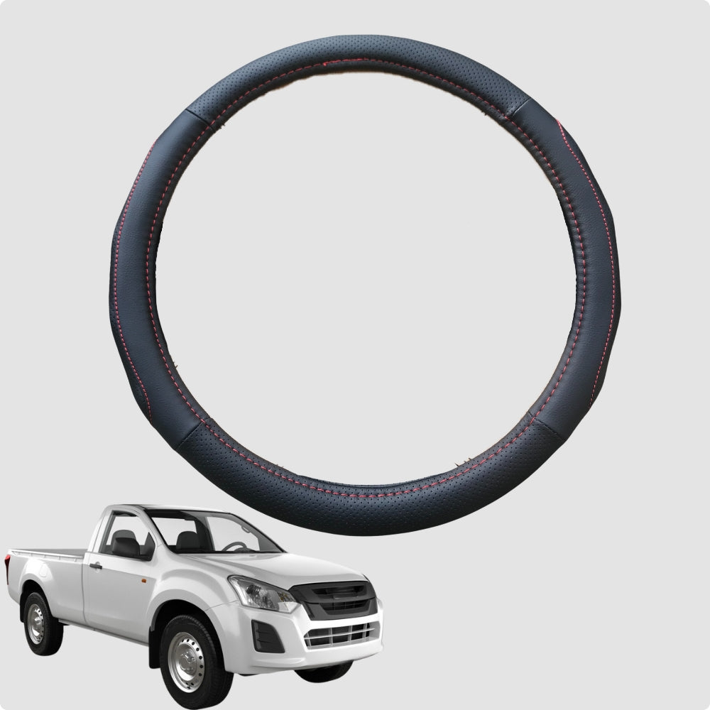 Steering Wheel Cover for Isuzu D-Max Single Cab 2012-2020 38CM Leather | Circle