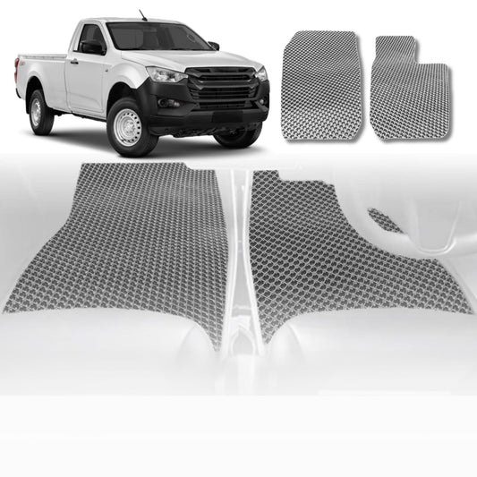 6D Diamond Car Floor Mats for Isuzu D-Max Single Cab 2012-2020-Front Set-Grey-Outback GT
