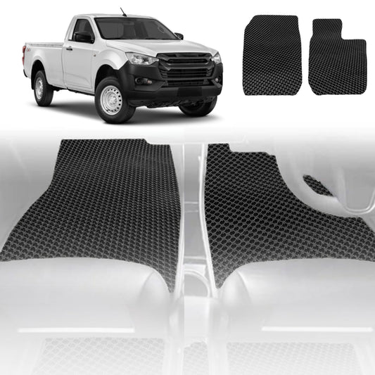 6D Diamond Car Floor Mats for Isuzu D-Max Single Cab 2012-2020-Front Set-Black-Outback GT