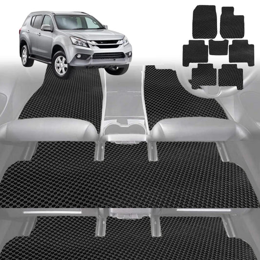 6D Diamond Car Floor Mats for Isuzu MU-X 2013-2020-Ultimate Set-Black-Outback GT