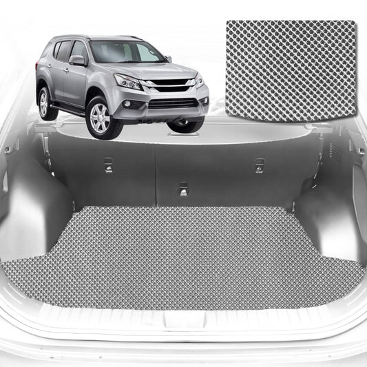 6D Diamond Car Boot Mat for Isuzu MU-X RF2013-2020-(3rd Row folded/5 seater)-Cargo Mat-Grey-Outback GT