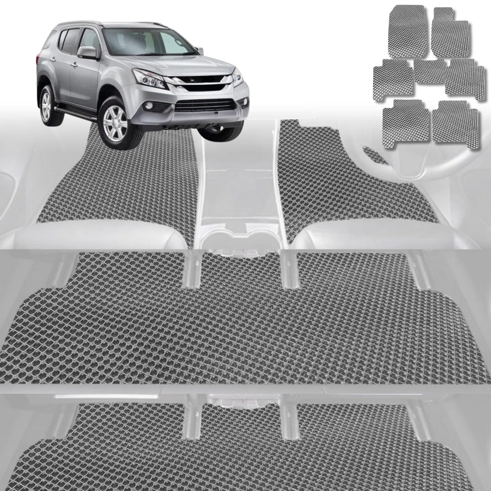 6D Diamond Car Floor Mats for Isuzu MU-X 2013-2020-Ultimate Set-Grey-Outback GT