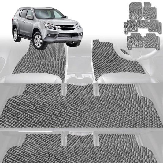 6D Diamond Car Floor Mats for Isuzu MU-X 2013-2020-Ultimate Set-Grey-Outback GT