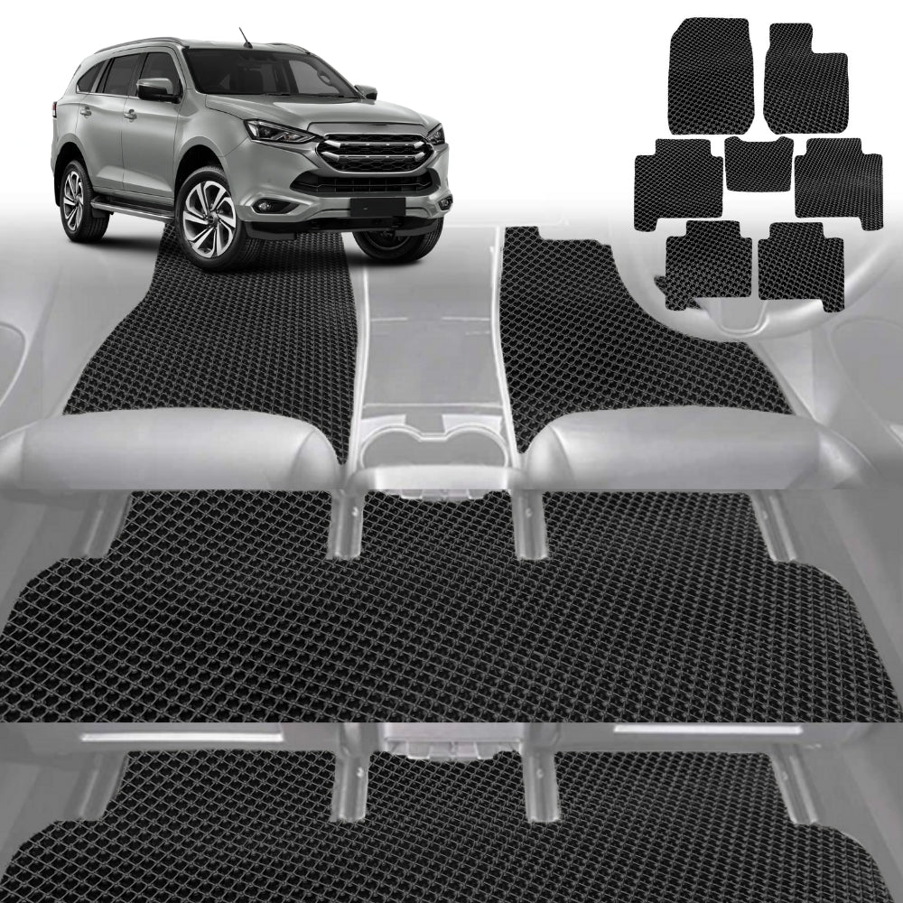 6D Diamond Car Floor Mats for Isuzu MU-X 2021-Current-Ultimate Set-Black-Outback GT