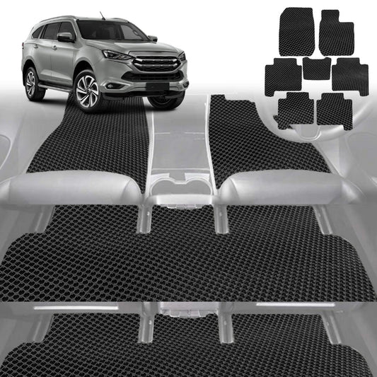 6D Diamond Car Floor Mats for Isuzu MU-X 2021-Current-Ultimate Set-Black-Outback GT