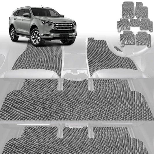 6D Diamond Car Floor Mats for Isuzu MU-X 2021-Current-Ultimate Set-Grey-Outback GT
