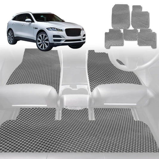 6D Diamond Car Floor Mats for Jaguar F-PACE 2016-Current-Full Set-Grey-Outback GT