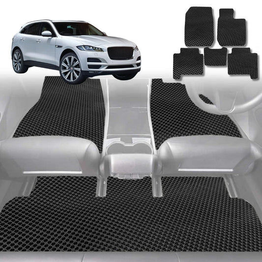 6D Diamond Car Floor Mats for Jaguar F-PACE 2016-Current-Full Set-Black-Outback GT