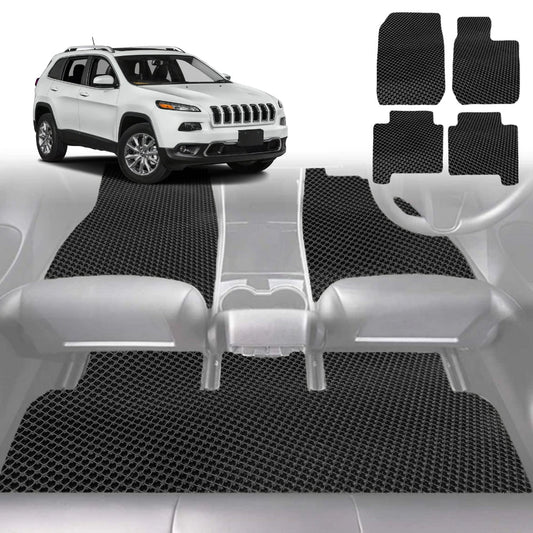 6D Diamond Car Floor Mats for Jeep Cherokee 2014-Current-Full Set-Black-Outback GT