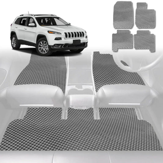 6D Diamond Car Floor Mats for Jeep Cherokee 2014-Current-Full Set-Grey-Outback GT