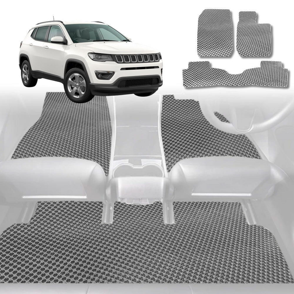6D Diamond Car Floor Mats for Jeep Compass 2017-Current-Full Set-Grey-Outback GT