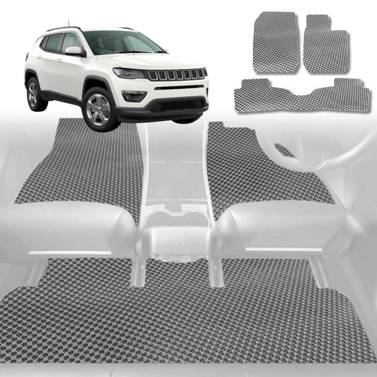 6D Diamond Car Floor Mats for Jeep Compass 2017-Current-Full Set-Grey-Outback GT