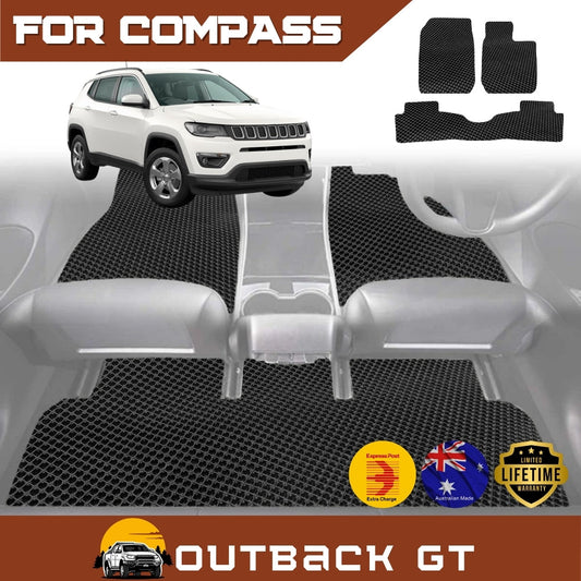 6D Diamond Car Floor Mats for Jeep Compass 2017-Current Full Set | Heavy Duty Carpet Liner