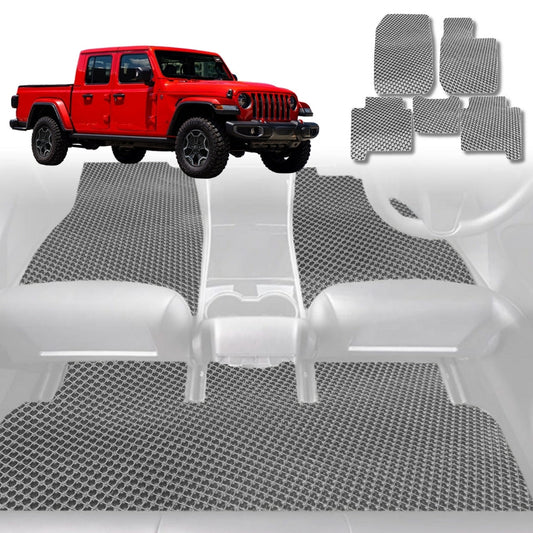 6D Diamond Car Floor Mats for Jeep Gladiator 2020-Current-Full Set-Grey-Outback GT