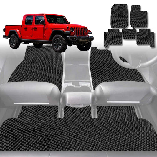 6D Diamond Car Floor Mats for Jeep Gladiator 2020-Current-Full Set-Black-Outback GT