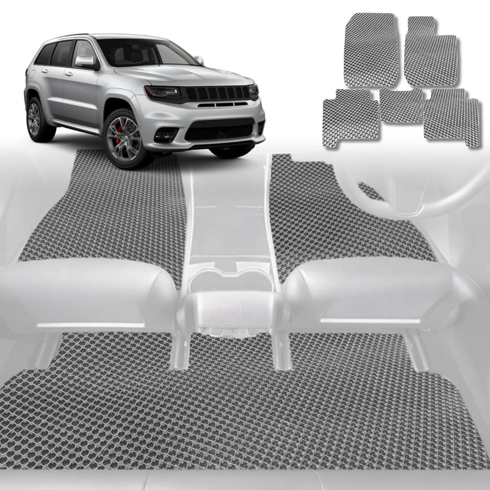 6D Diamond Car Floor Mats for Jeep Grand Cherokee 2011-2021-Full Set-Grey-Outback GT