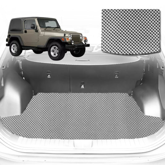 6D Diamond Car Boot Mat for Jeep Wrangler (TJ)1996-2006-Cargo Mat-Grey-Outback GT