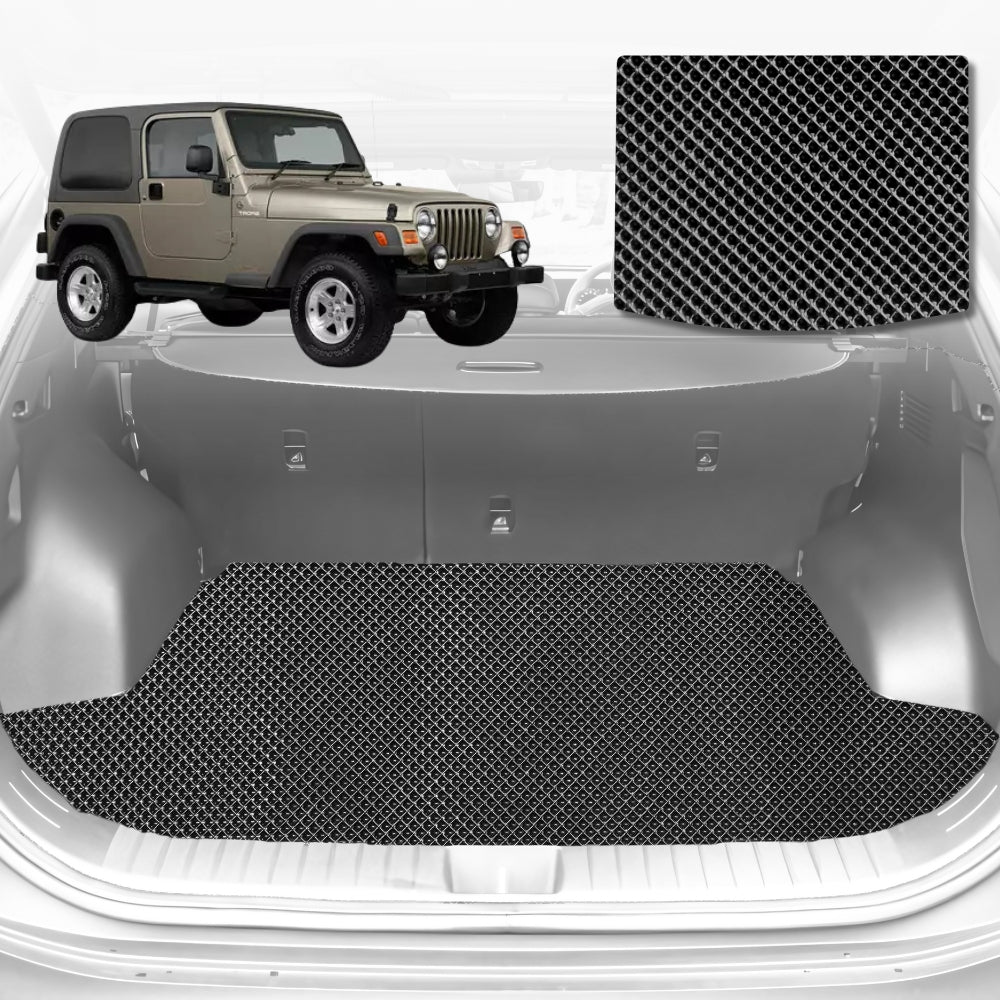 6D Diamond Car Boot Mat for Jeep Wrangler (TJ)1996-2006-Cargo Mat-Black-Outback GT
