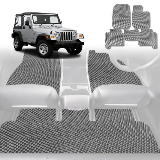 6D Diamond Car Floor Mats for Jeep Wrangler 2006-2018-Full Set-Grey-Outback GT