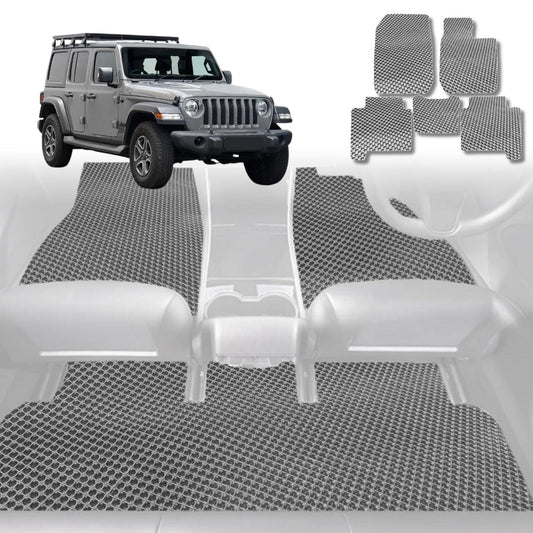 6D Diamond Car Floor Mats for Jeep Wrangler (JL)2018-Current-Full Set-Grey-Outback GT