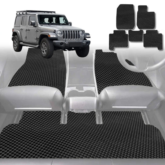 6D Diamond Car Floor Mats for Jeep Wrangler (JL)2018-Current-Full Set-Black-Outback GT