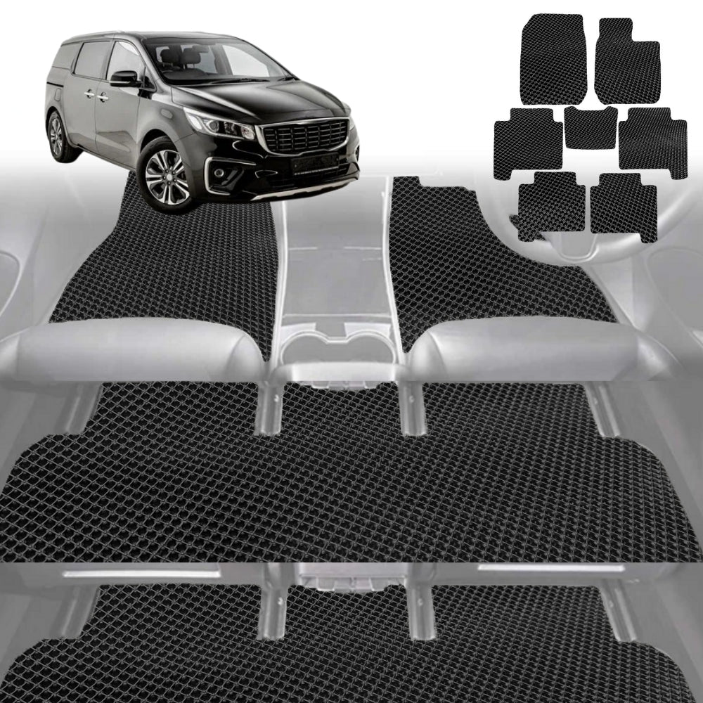 6D Diamond Car Floor Mats for Kia Carnival 2015-2020-Ultimate Set-Black-Outback GT