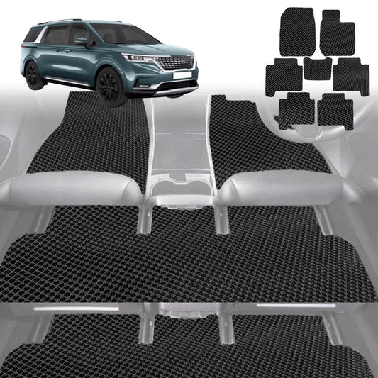 6D Diamond Car Floor Mats for Kia Carnival 2021-Current-Ultimate Set-Black-Outback GT