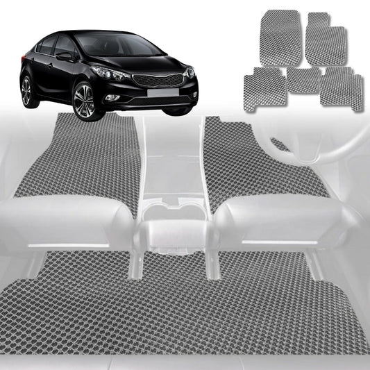 6D Diamond Car Floor Mats for Kia Cerato 2013-2018-Full Set-Grey-Outback GT