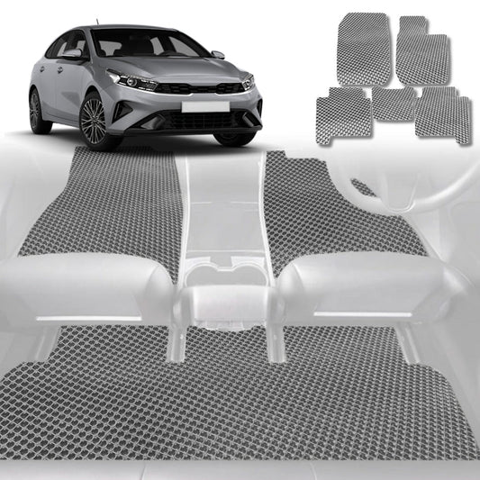 6D Diamond Car Floor Mats for Kia Cerato 2018-Current-Full Set-Grey-Outback GT