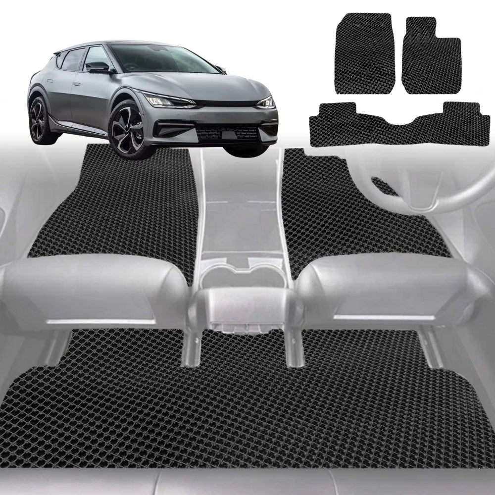 6D Diamond Car Floor Mats for Kia EV6 2022-Current-Full Set-Black-Outback GT