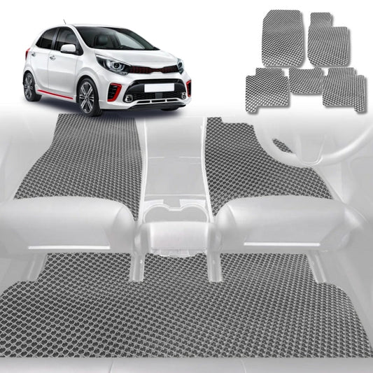 6D Diamond Car Floor Mats for Kia Picanto 2017-Current-Full Set-Grey-Outback GT