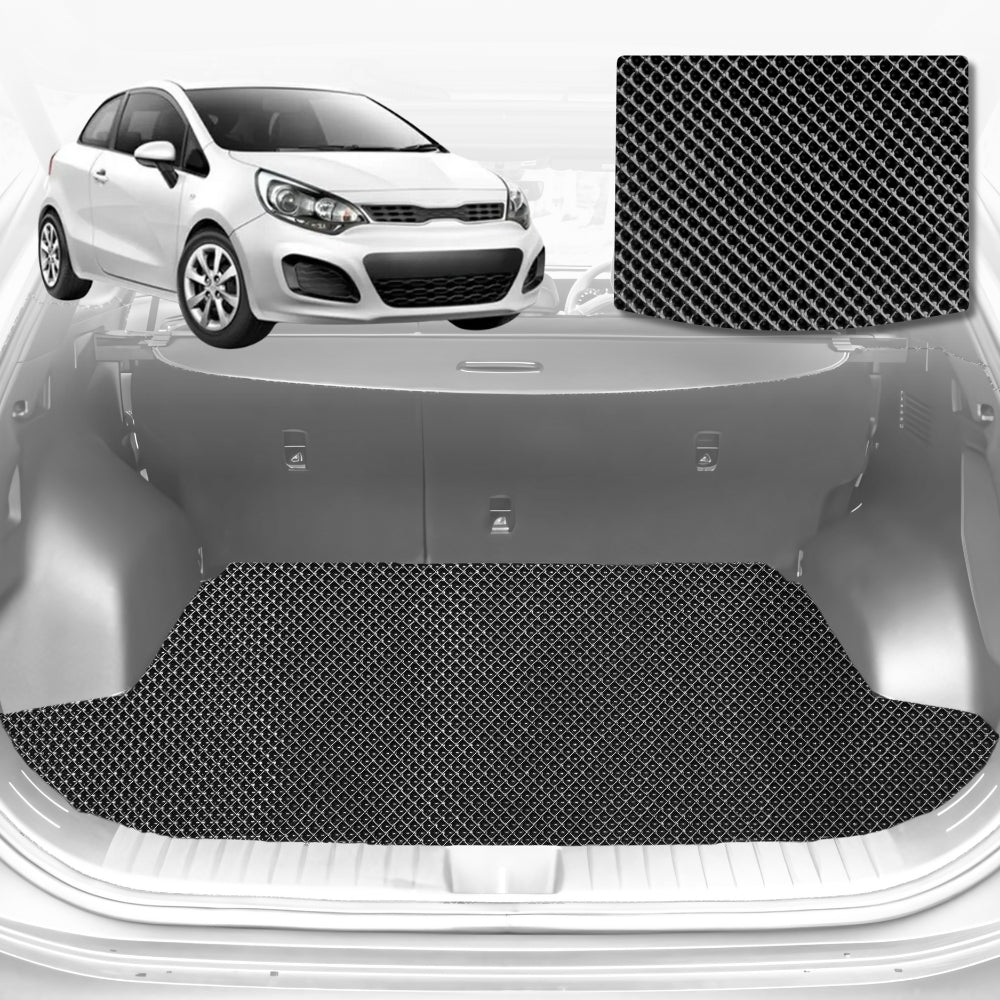 6D Diamond Car Boot Mat for Kia Rio (UB)2012-2016-Sedan-Cargo Mat-Black-Outback GT