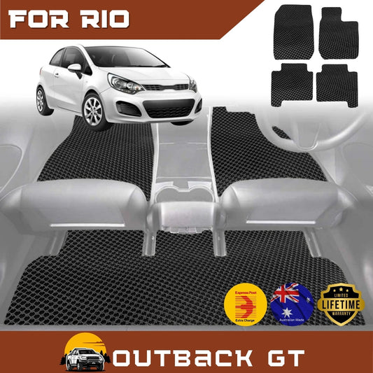 6D Diamond Car Floor Mats for Kia Rio (UB)2012-2016 Full Set | Heavy Duty Carpet Liner