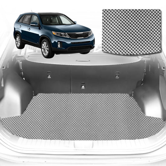 6D Diamond Car Boot Mat for Kia Sorento (XM)2009-2015-(3rd Row seats up/7 seater)-Cargo Mat-Grey-Outback GT