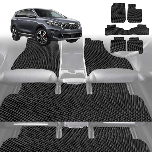 6D Diamond Car Floor Mats for Kia Sorento 2015-2020-Ultimate Set-Black-Outback GT