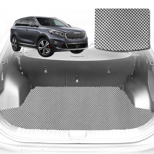 6D Diamond Car Boot Mat for Kia Sorento (UM)2015-2020-(3rd Row folded/5 seater)-Cargo Mat-Grey-Outback GT