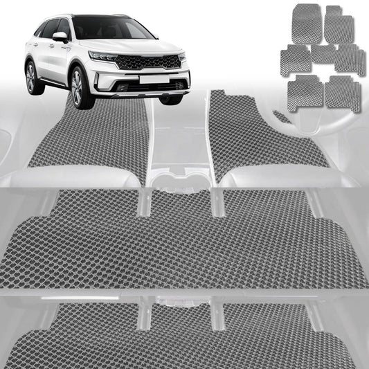 6D Diamond Car Floor Mats for Kia Sorento 2021-Current-Ultimate Set-Grey-Outback GT