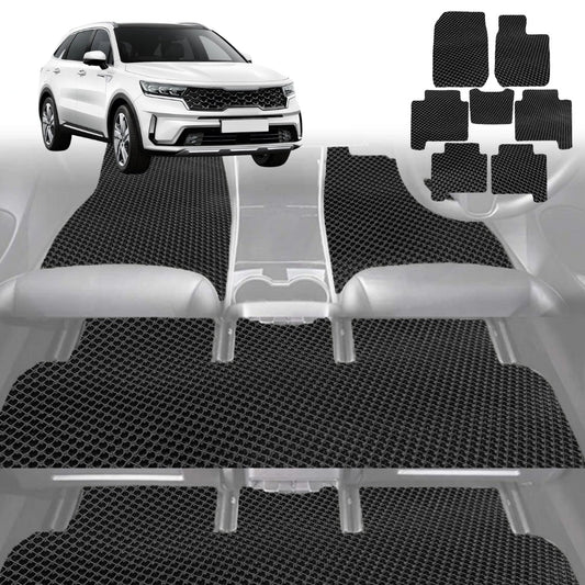 6D Diamond Car Floor Mats for Kia Sorento 2021-Current-Ultimate Set-Black-Outback GT