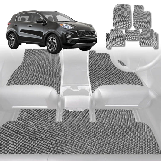 6D Diamond Car Floor Mats for Kia Sportage 2016-2021-Full Set-Grey-Outback GT