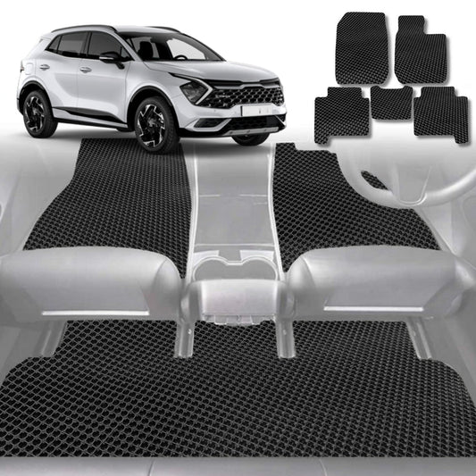 6D Diamond Car Floor Mats for Kia Sportage 2021-Current-Full Set-Black-Outback GT