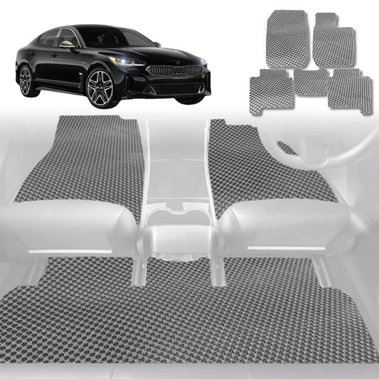 6D Diamond Car Floor Mats for Kia Stinger 2017-Current-Full Set-Grey-Outback GT